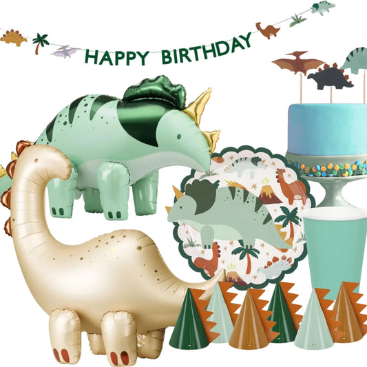 Pack Festa Dinosaure – Set Complet amb Decoració, Vaixella i Globus de Peu