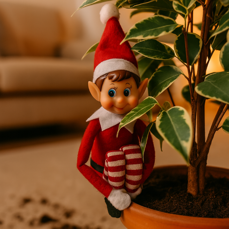 Detalle del rostro de Elfie el Elfo 30 cm