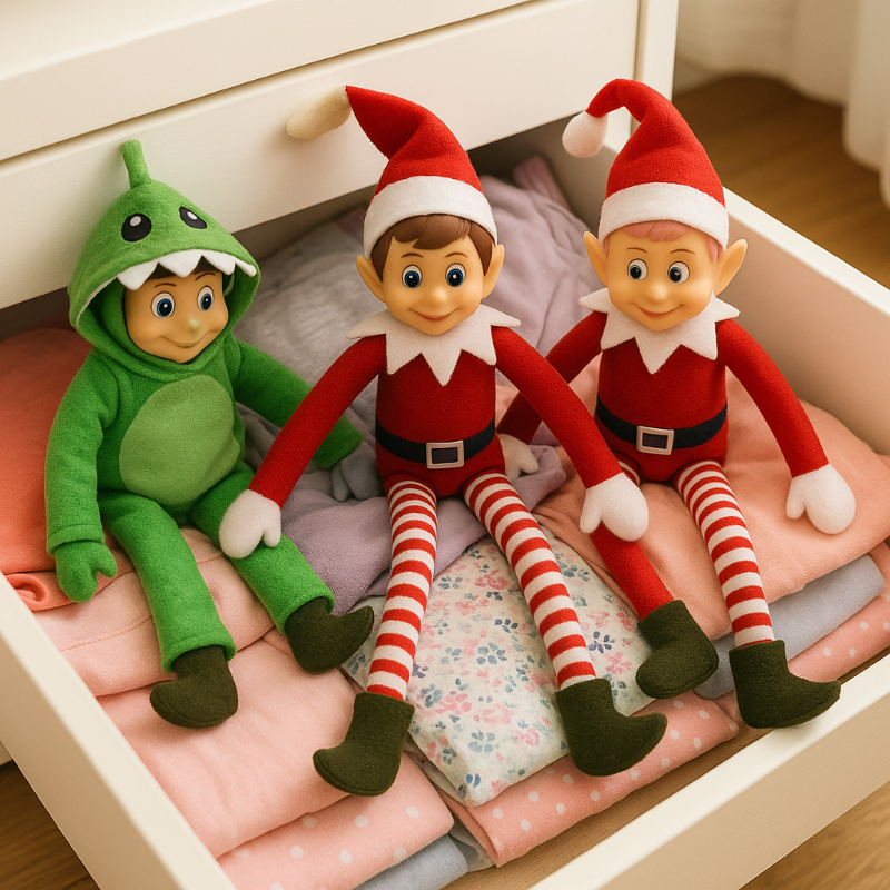 Disfraz navideño de dinosaurio para elfo travieso