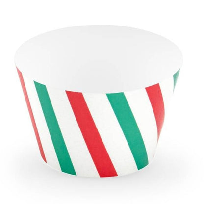 Decoración de cupcakes con rayas rojas y verdes