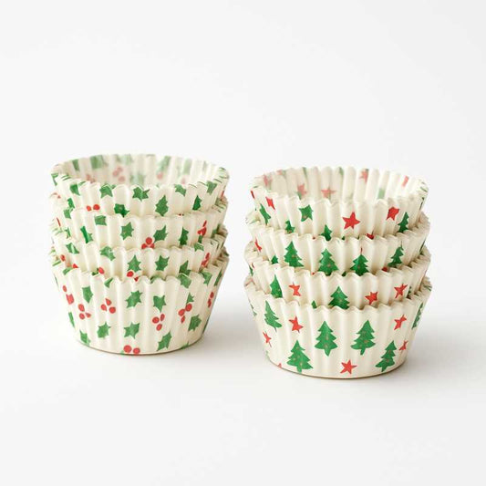 White and Green Christmas Baking Wrappers (36 pcs)