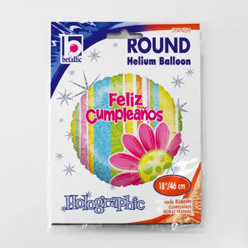 Globo Cumpleaños Flor y Franjas