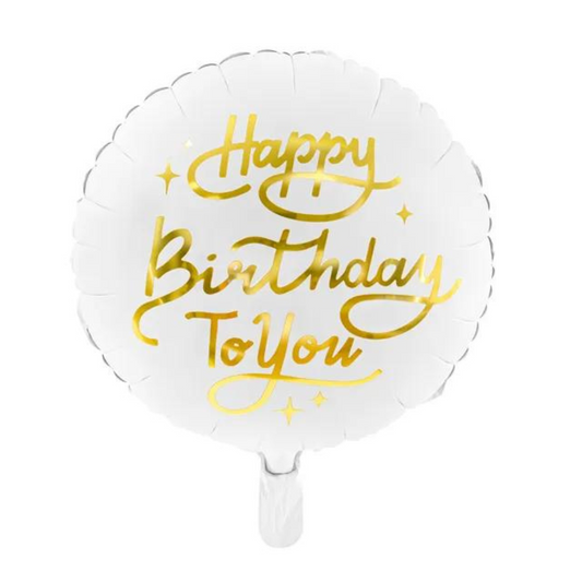 White Happy Birthday Balloon