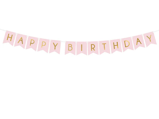 Happy Birthday Banner Light Pink