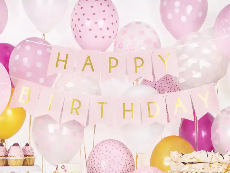 Pancarta Feliz Cumpleaños Rosa Claro - Narosa Sweet Party Barcelona