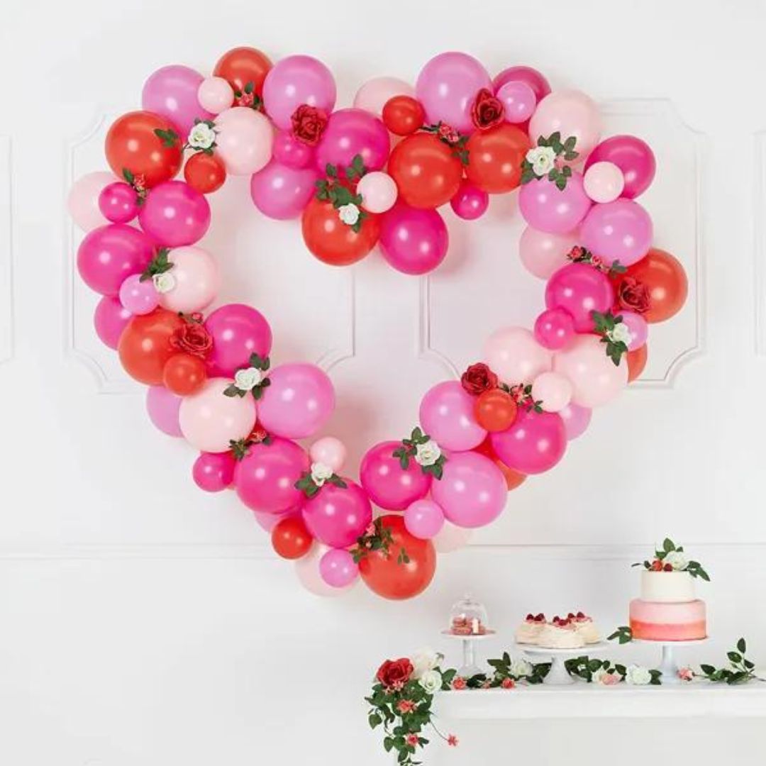 Pink Heart Balloon Garland Arch