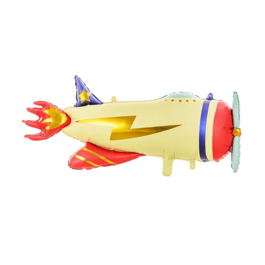 Globo Metálico Avión 91x39 cm - Colores Mixtos, Apto para Aire y Helio