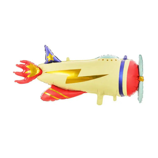 Globo Metálico Avión 91x39 cm - Colores Mixtos, Apto para Aire y Helio