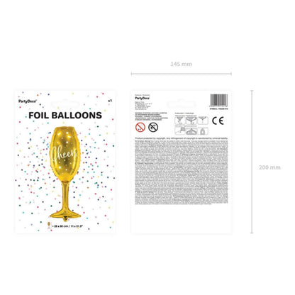 "Cheers" Cup Aluminum Balloon 28x80 cm – Metallic Gold