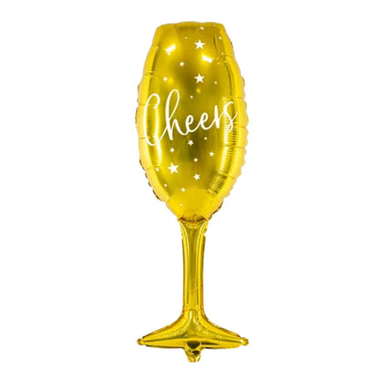 "Cheers" Cup Aluminum Balloon 28x80 cm – Metallic Gold