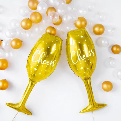 "Cheers" Cup Aluminum Balloon 28x80 cm – Metallic Gold