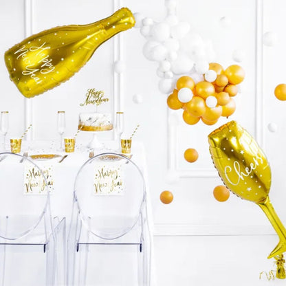 "Cheers" Cup Aluminum Balloon 28x80 cm – Metallic Gold
