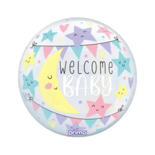 Globo esfera transparente Moon and Stars Baby de 51 cm con diseño de lunas y estrellas multicolor para baby shower