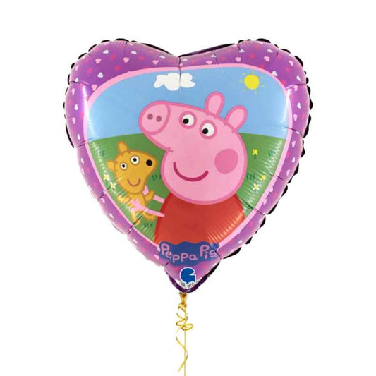 Globo foil corazón Peppa Pig y Teddy