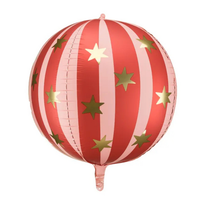 Globo foil rojo mate con estrellas doradas inflado