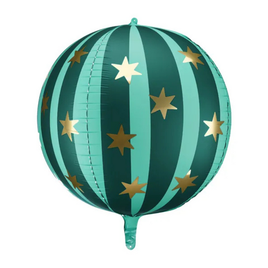 Globo foil verde mate decorado con estrellas doradas