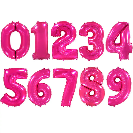 Globo Foil Números Fucsia 72 cm - Apto Aire o Helio