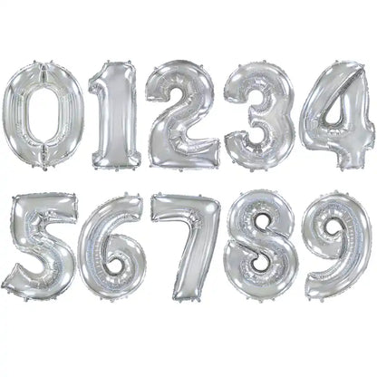 Globo Foil Números Plateado 72 cm - Aire o Helio