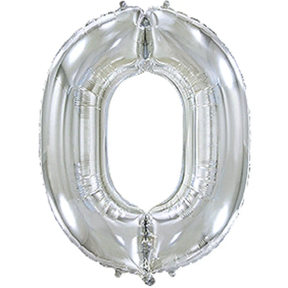 Globo Foil Números Plateado 72 cm - Aire o Helio