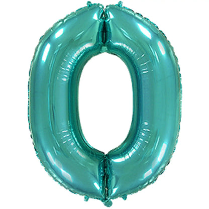 Globo Foil Números Turquesa 72cm (32") - Aire o Helio