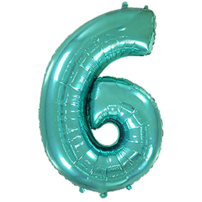Globo Foil Números Turquesa 72cm (32") - Aire o Helio