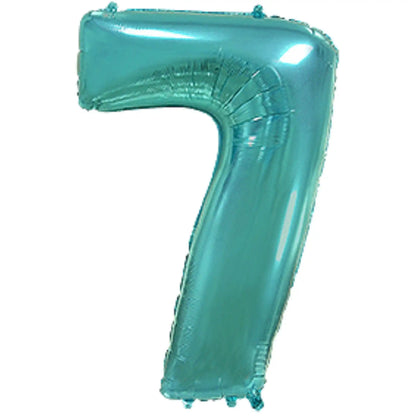 Globo Foil Números Turquesa 72cm (32") - Aire o Helio