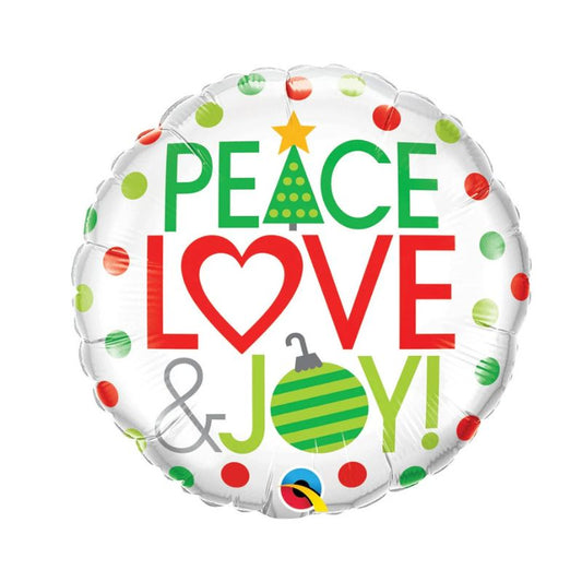 Globo foil redondo Peace, Love and Joy 45 cm