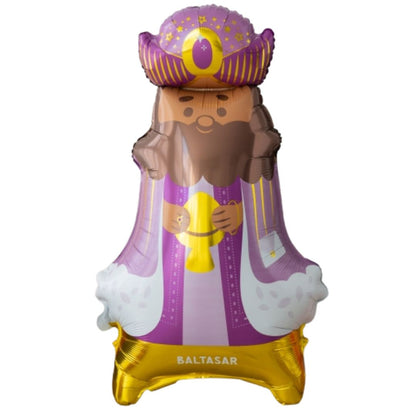 Globo de pie Rey Mago Baltasar 98 cm decoración Reyes.