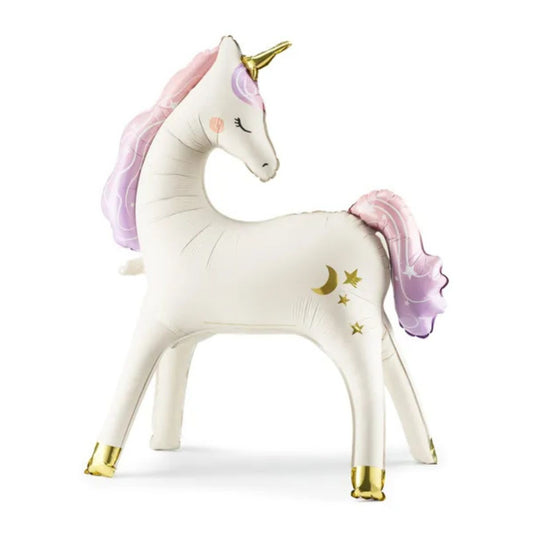 Globo foil unicornio de pie en tonos pastel