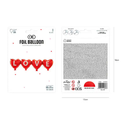 Guirnalda de Globos Corazones de Amor 101 x 27 cm - Narosa Sweet Party Barcelona