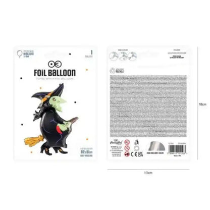 Globo Halloween Bruja Voladora, foil, 91 x 82 cm - Narosa Sweet Party Barcelona