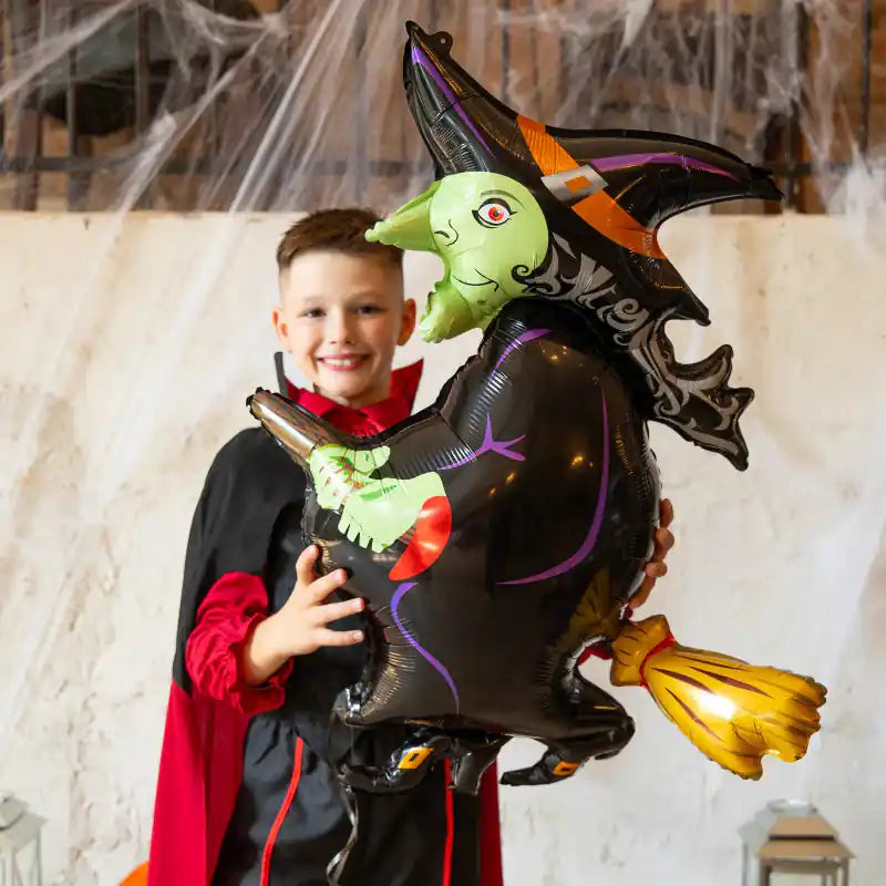 Globo Halloween Bruja Voladora, foil, 91 x 82 cm - Narosa Sweet Party Barcelona