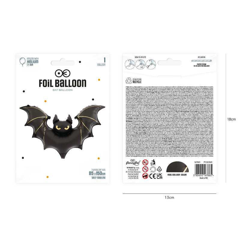 Globo gigante Murciélago negro 85 x 150 cm Halloween