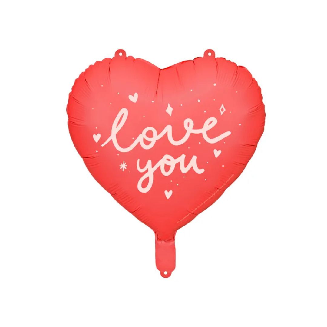 Globo Metálico Corazón I Love You 35 cm - Colores Mixtos, Aire o Helio