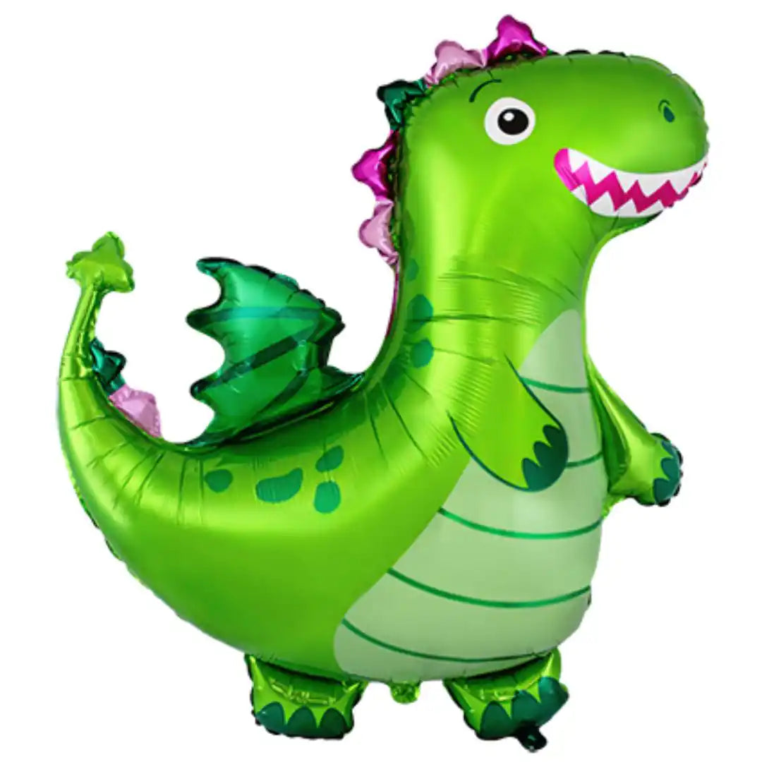 Globo Metálico Dragón 92 cm - Verde. Apto para Aire y Helio