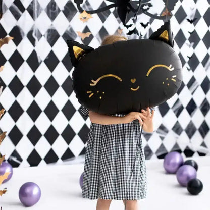 Globo Metálico Gato Negro 48x36 cm con acabado Mate - Apto para Aire y Helio - Narosa Sweet Party Barcelona