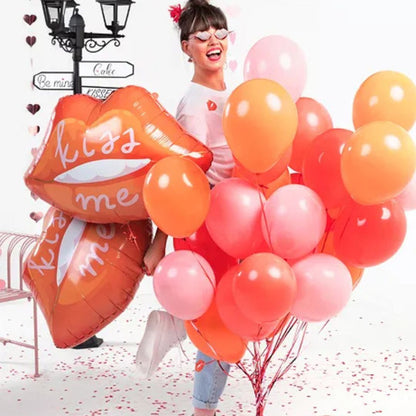 Globo Metálico Labios 73x48 cm - Colores Mixtos, Apto para Aire y Helio