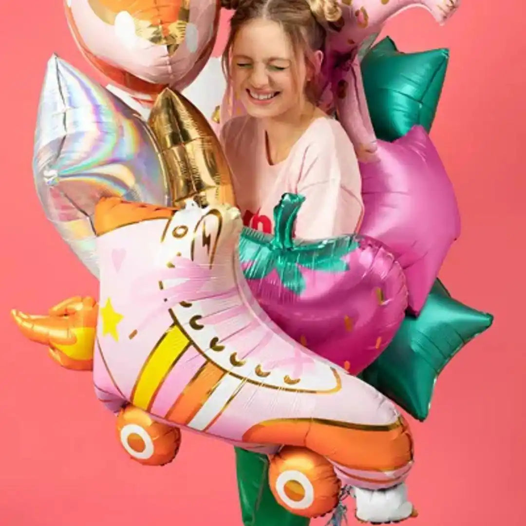 Globo Metálico Patín Roller 74x51 cm - Colores Mixtos, Brillante - Narosa Sweet Party Barcelona