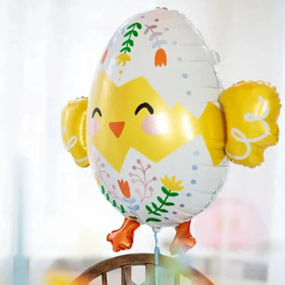 Globo Metálico Pollito en Huevo - 78.5x64.5 cm, Apto para Helio o Aire - Narosa Sweet Party Barcelona