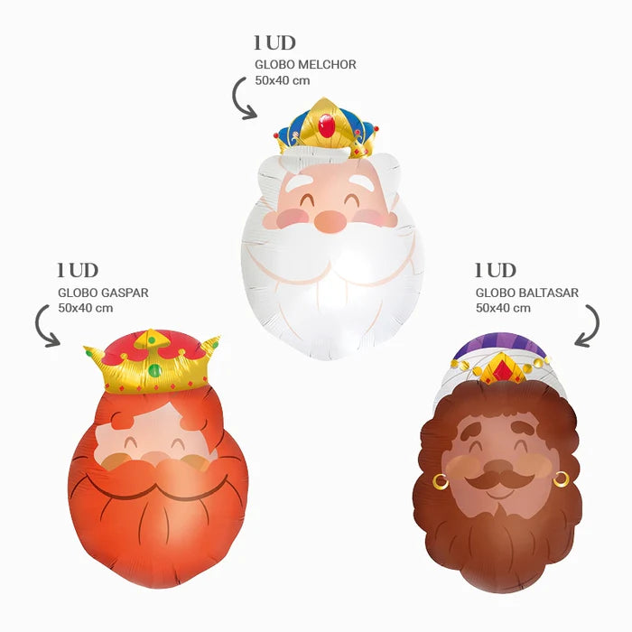 Pack de 3 Globos Reyes Magos - 50 x 40 cm