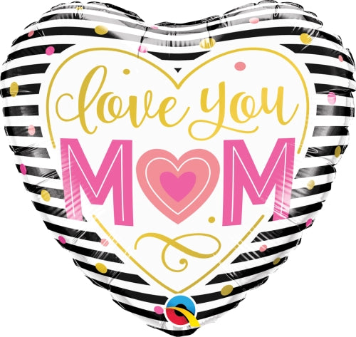 Globo de forma de corazon con la leyenda_ Love you Mom
