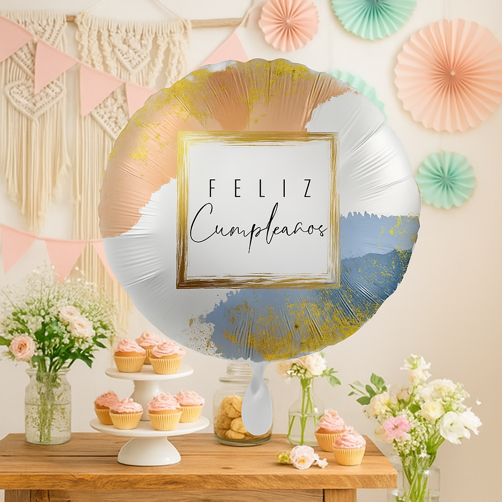 Globo foil elegante para cumpleaños en tonos dorados.