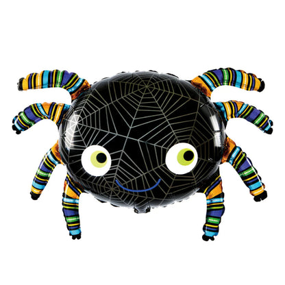 Globo foil araña colorida 89×61 cm para Halloween infantil.