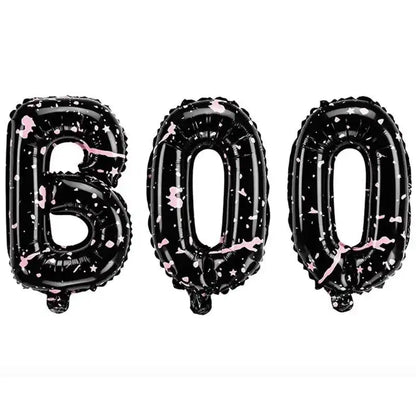 Globo Foil “BOO” Negro con Estampado Rosa – 65×35 cm - Narosa Sweet Party Barcelona