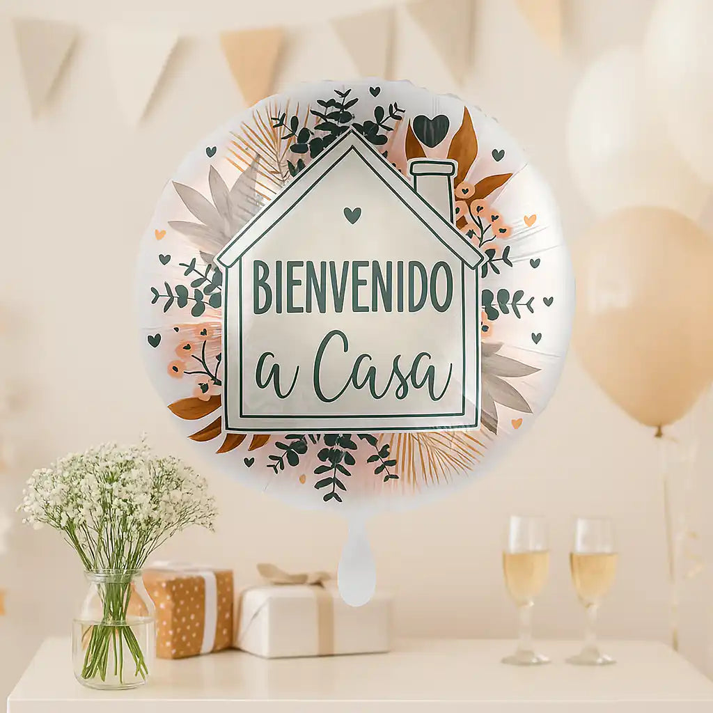 Globo Foil Bienvenido a Casa – Heartly Home 45 cm - Narosa Sweet Party Barcelona