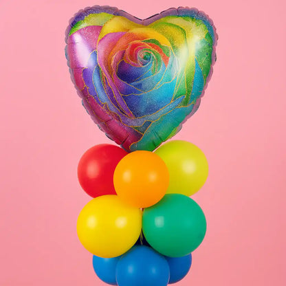 Globo Foil Corazón Rosa Arcoíris – 45 cm - Narosa Sweet Party Barcelona