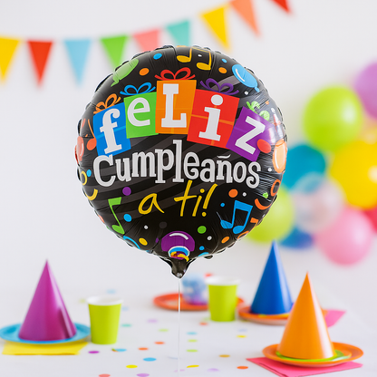 Globo de cumpleaños en español apto aire o helio.