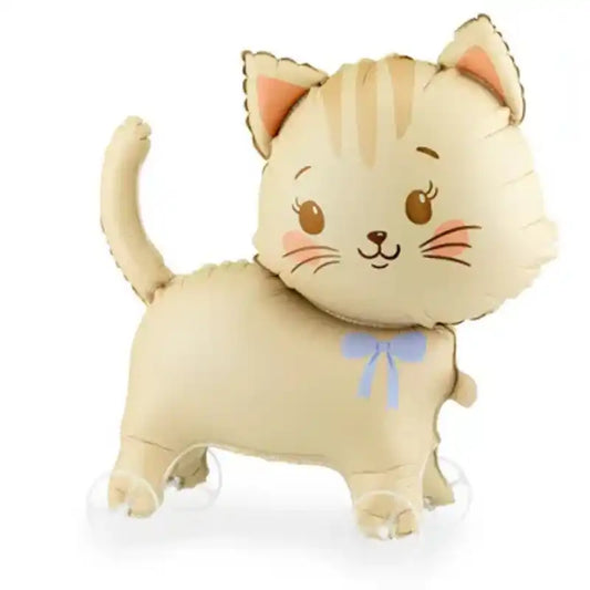Globo foil gato con ruedas beige claro 61x65 cm