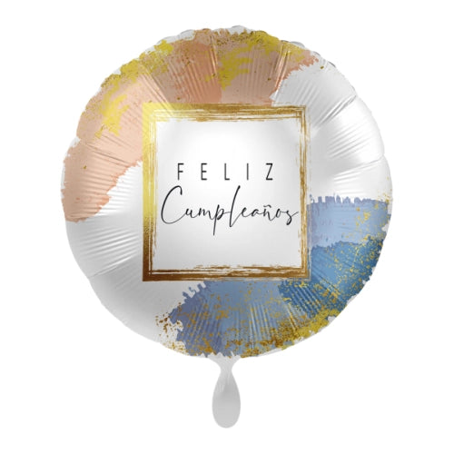 Globo “Feliz Cumpleaños” con marco dorado de 45 cm.