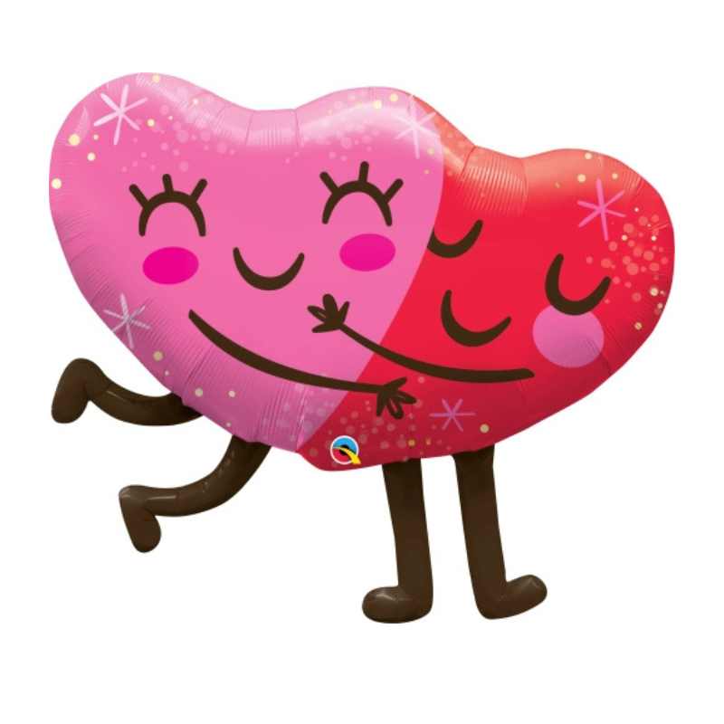 Globo Foil Abrazo de Corazones 36" | Rosa y Rojo | Aire y Helio